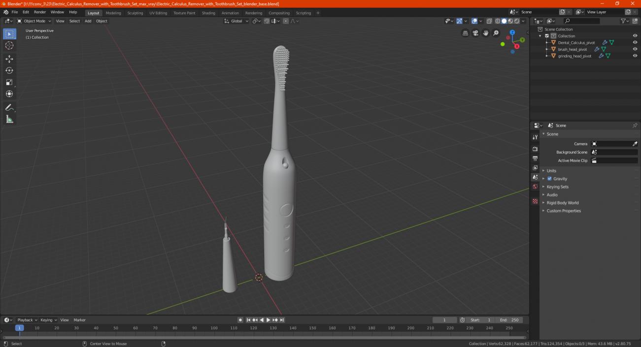 3D model Electric Calculus Remover with Toothbrush Set