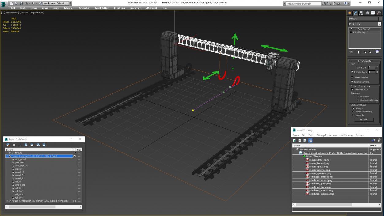 3D House Construction 3D Printer ICON Rigged