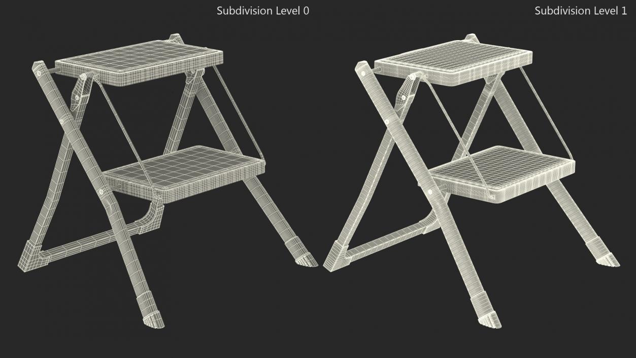 3D Two Steps Black Steel Stool Rigged for Cinema 4D model