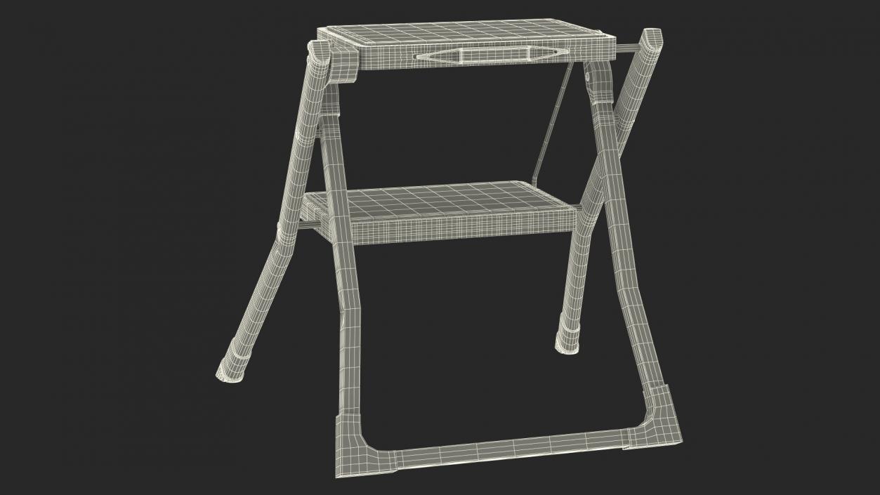 3D Two Steps Black Steel Stool Rigged for Cinema 4D model