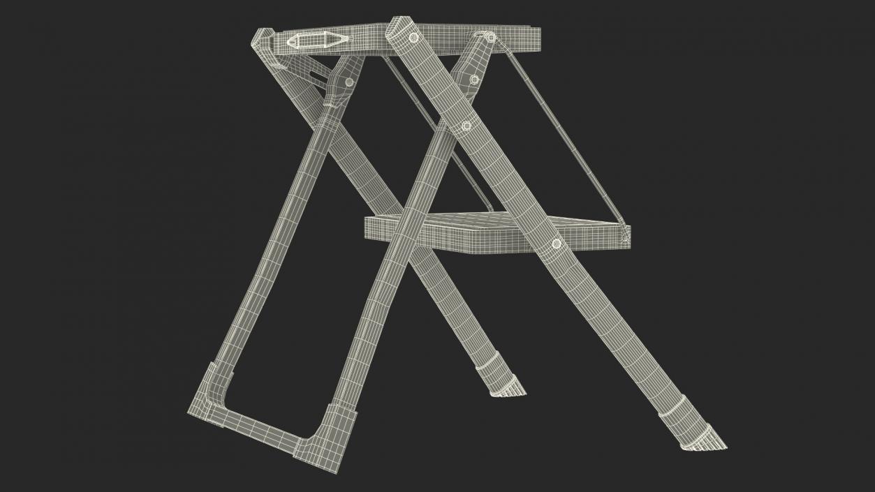 3D Two Steps Black Steel Stool Rigged for Cinema 4D model