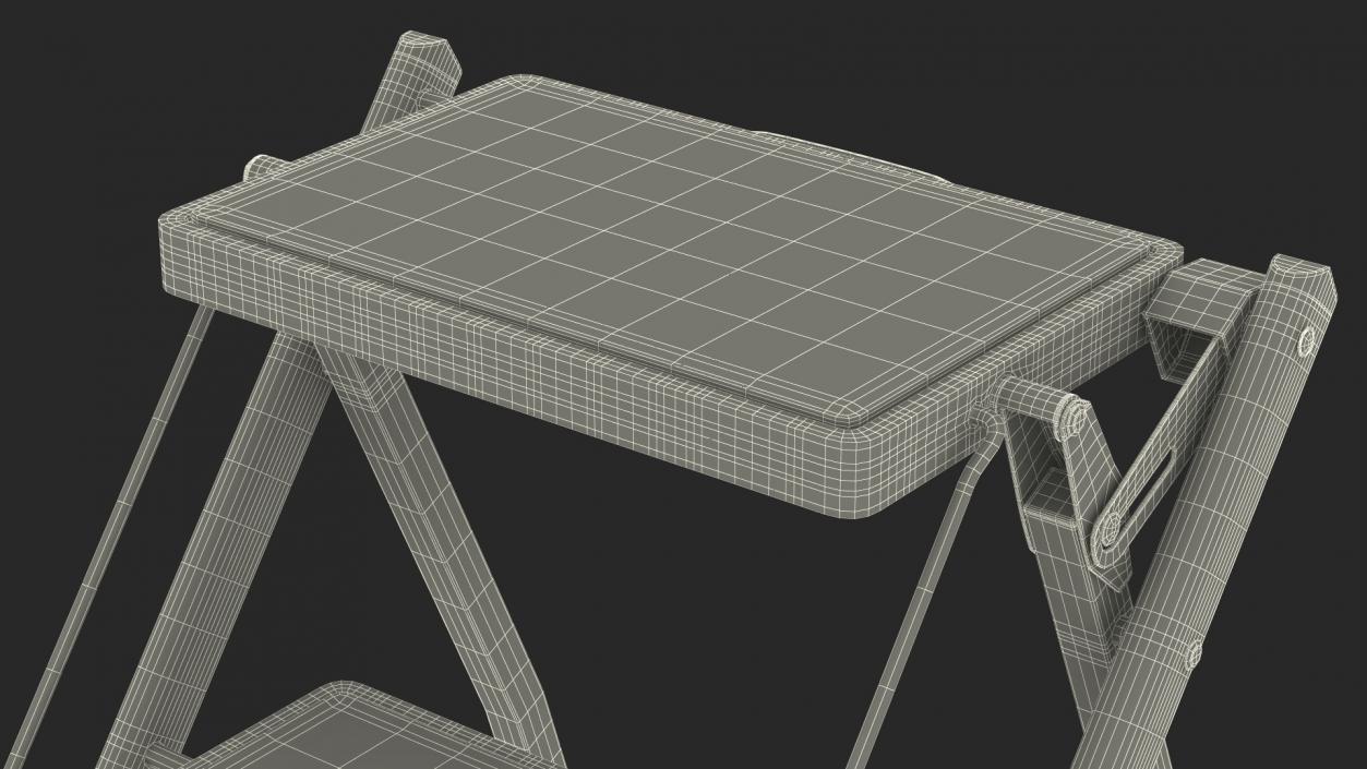 3D Two Steps Black Steel Stool Rigged for Cinema 4D model