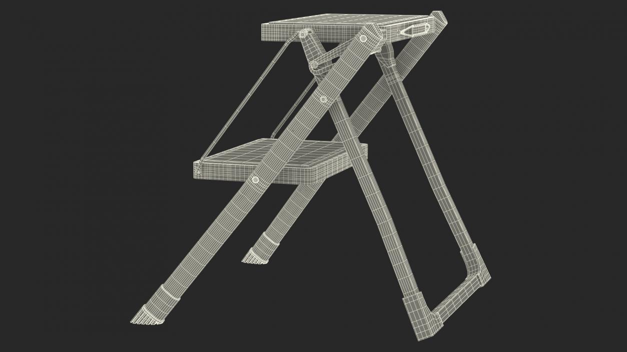 3D Two Steps Black Steel Stool Rigged for Cinema 4D model