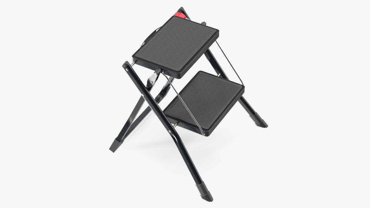 3D Two Steps Black Steel Stool Rigged for Cinema 4D model