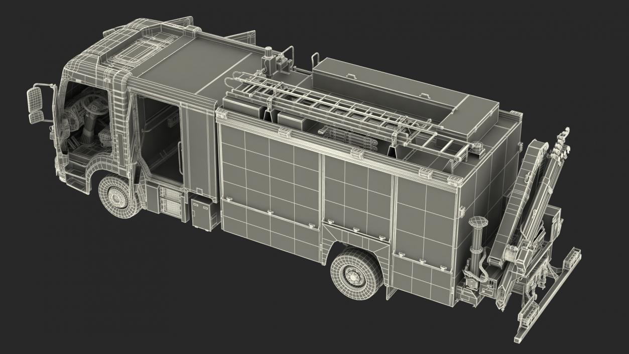 Modern Fire Truck Rigged 3D model