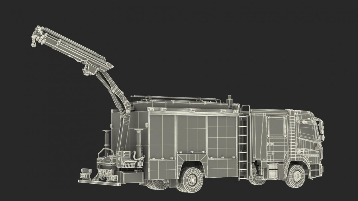 Modern Fire Truck Rigged 3D model