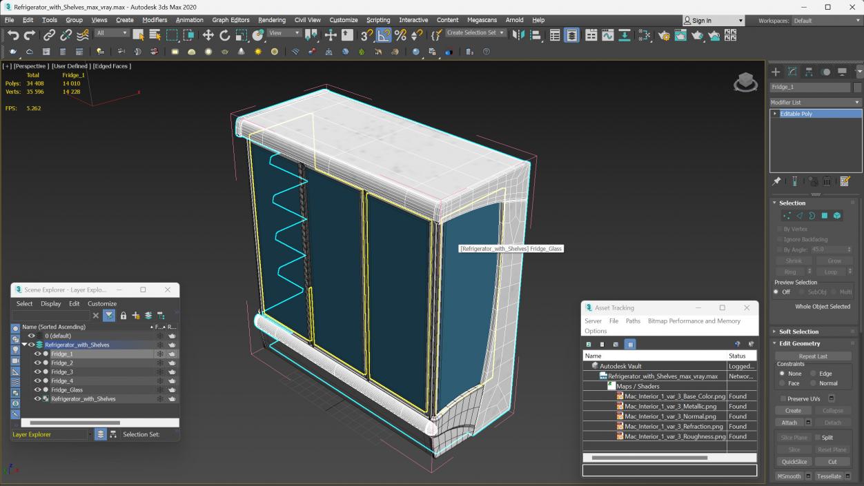 3D model Refrigerator with Shelves