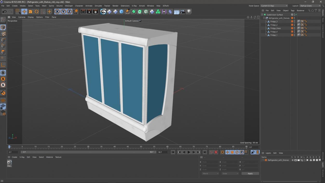 3D model Refrigerator with Shelves