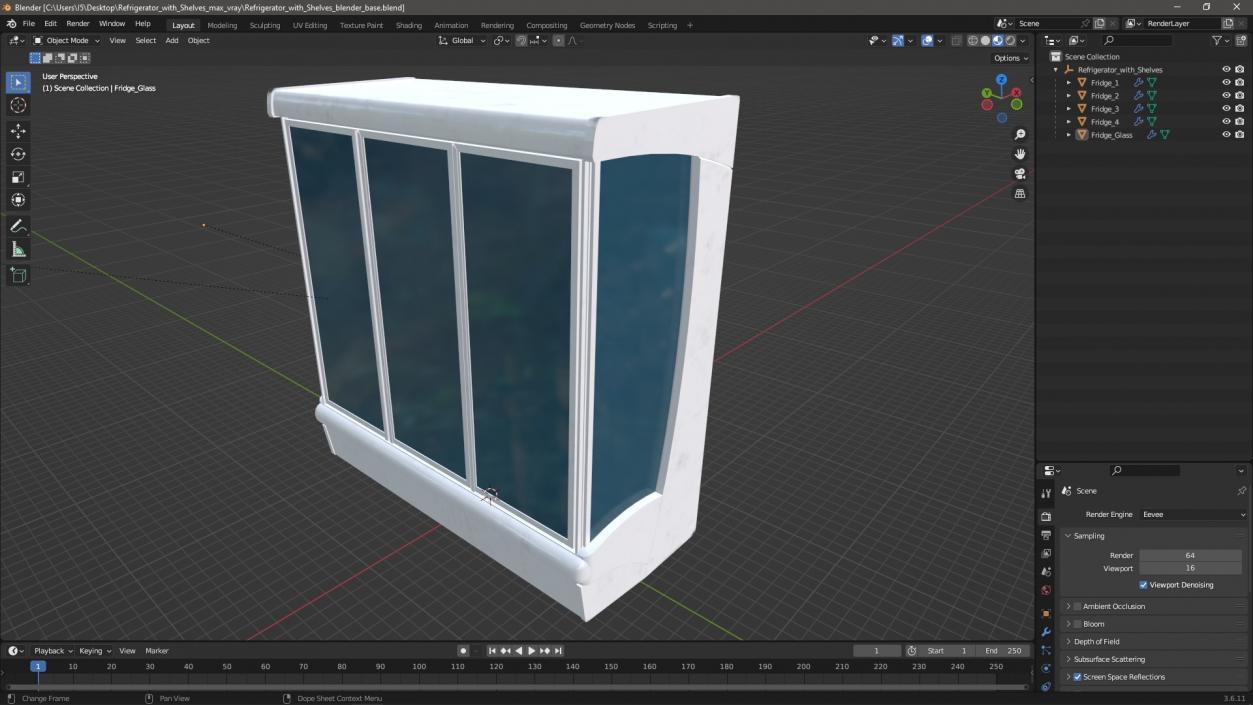 3D model Refrigerator with Shelves