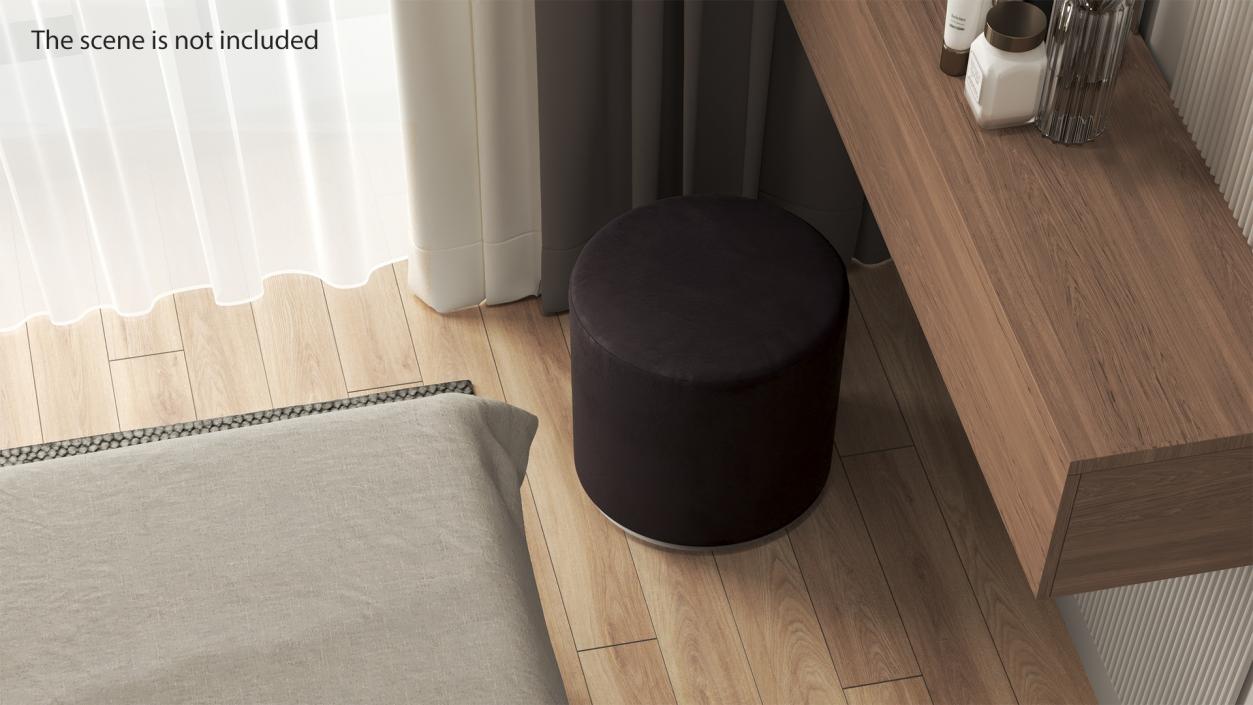 Round Fabric Ottoman Footstool 2 3D