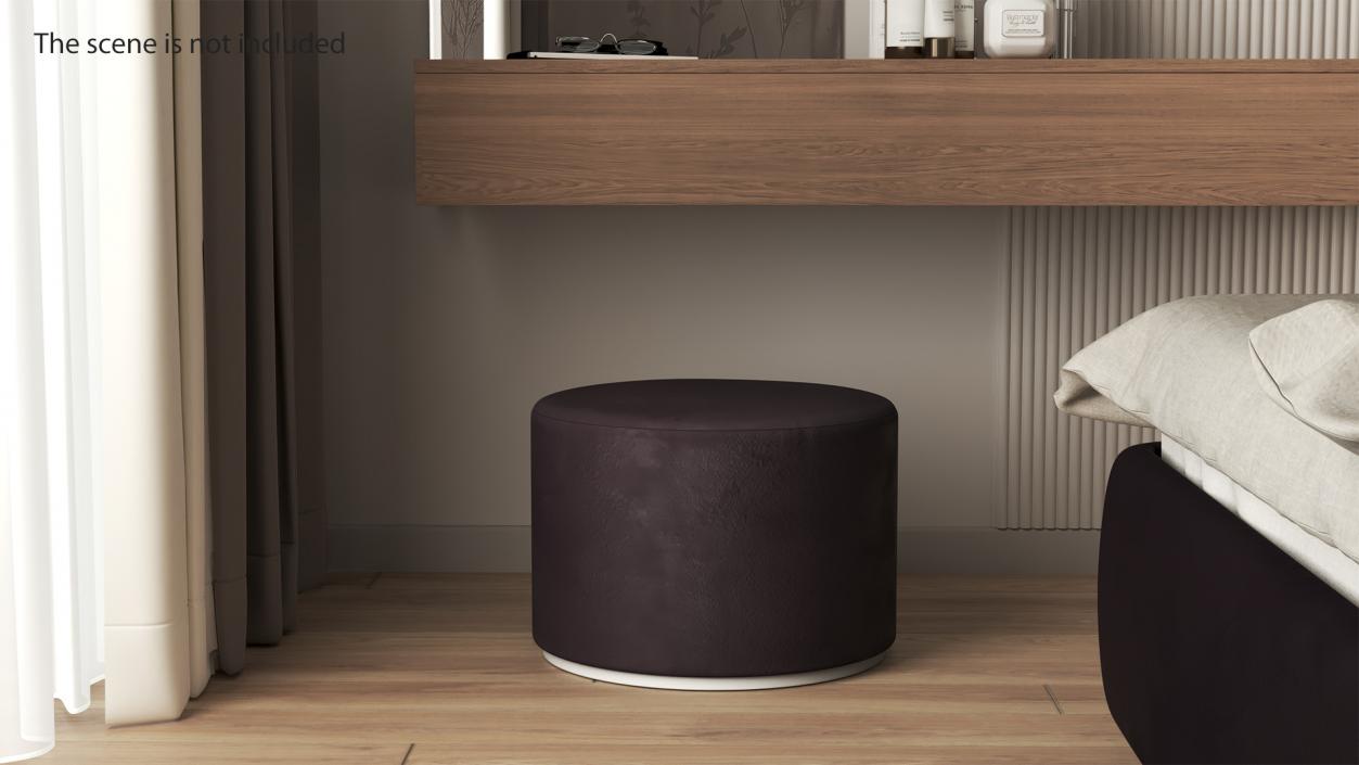 Round Fabric Ottoman Footstool 2 3D