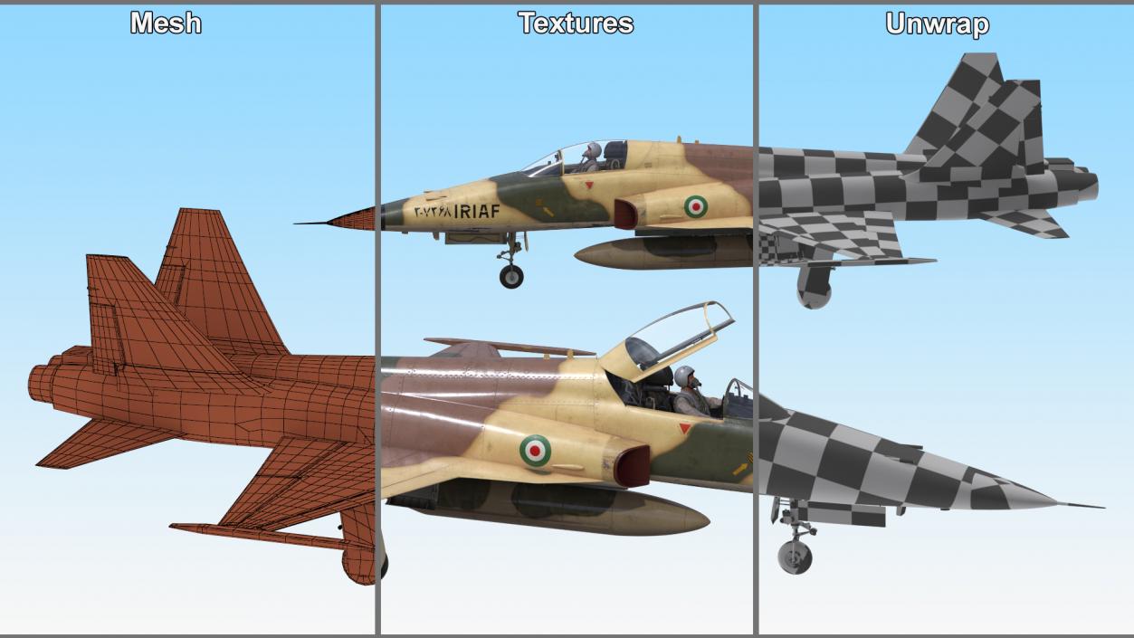 Iranian HESA Saeqeh Fighter Aircraft with Pilot 3D