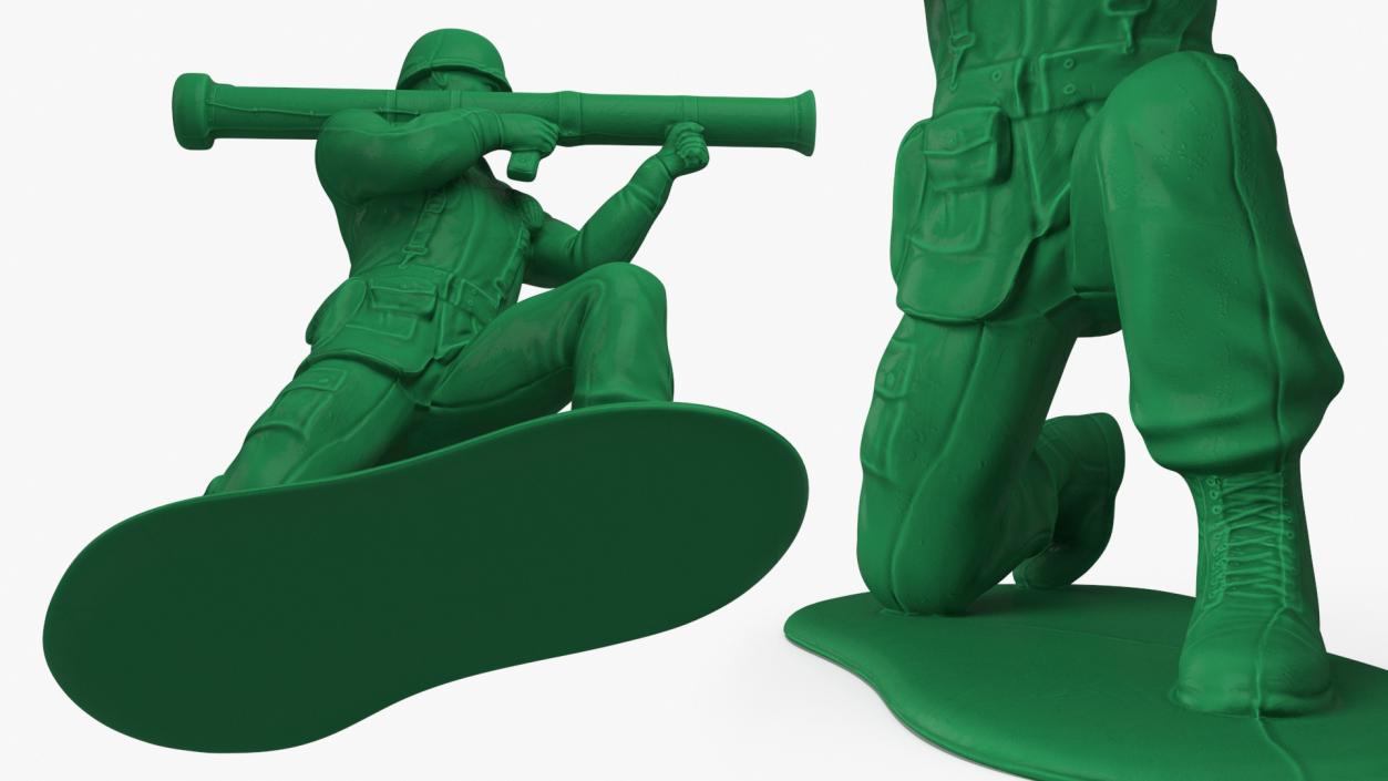 3D Green Plastic Toy Soldier with Rocket Launcher