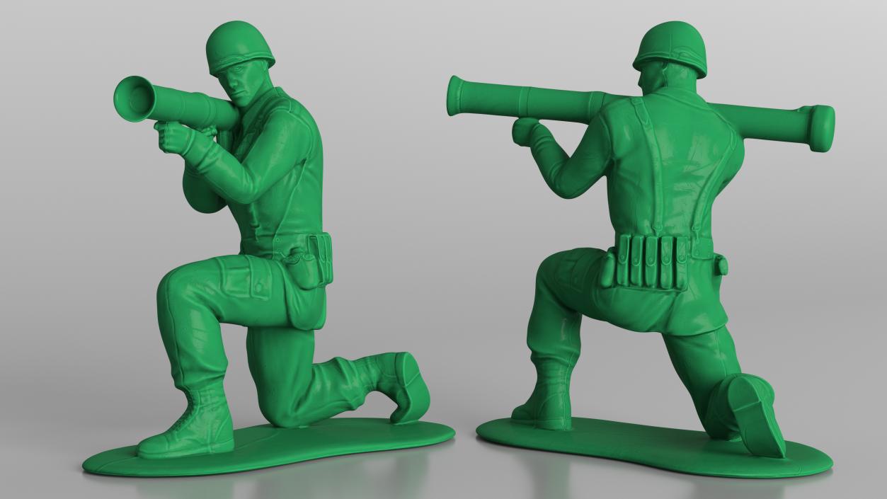 3D Green Plastic Toy Soldier with Rocket Launcher