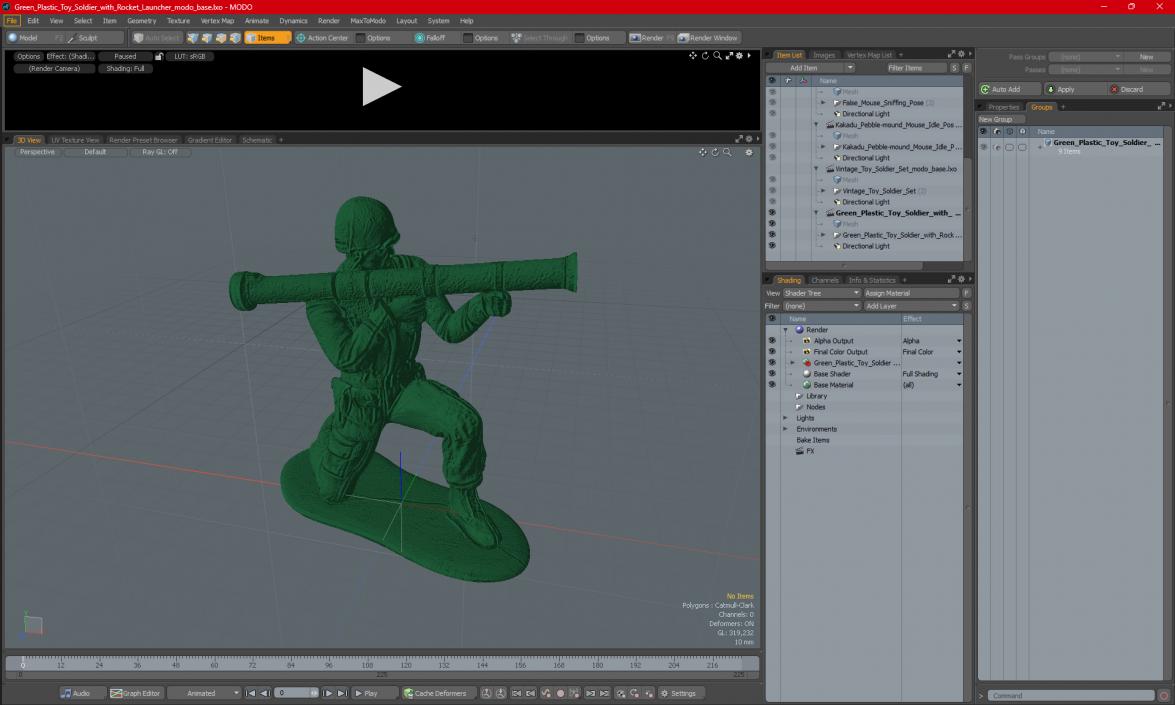 3D Green Plastic Toy Soldier with Rocket Launcher