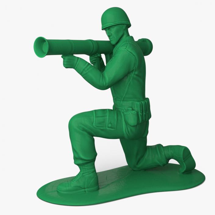 3D Green Plastic Toy Soldier with Rocket Launcher