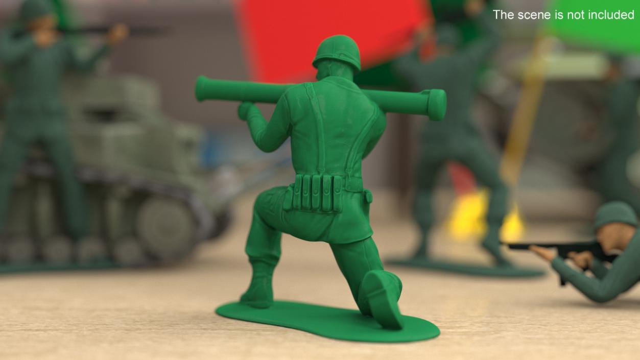 3D Green Plastic Toy Soldier with Rocket Launcher