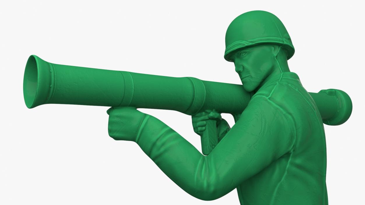 3D Green Plastic Toy Soldier with Rocket Launcher