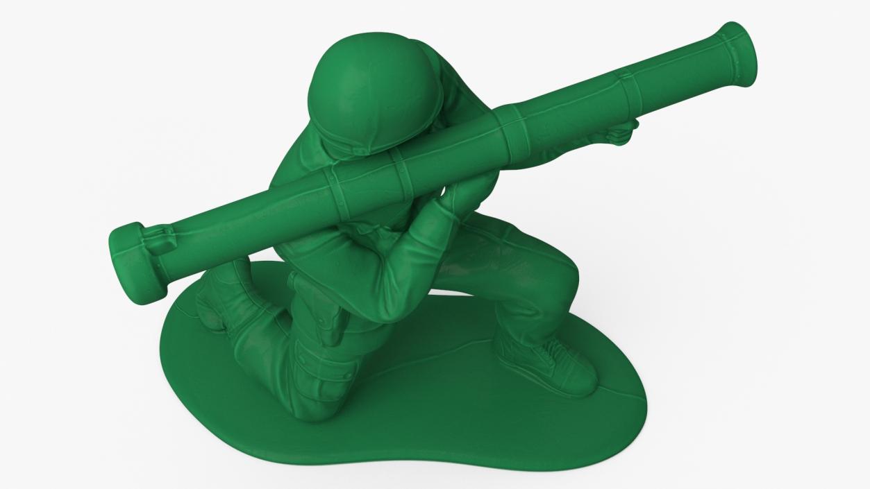 3D Green Plastic Toy Soldier with Rocket Launcher