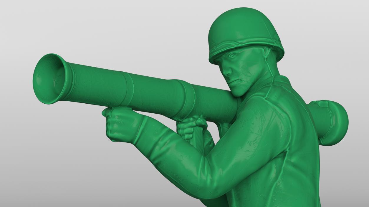 3D Green Plastic Toy Soldier with Rocket Launcher