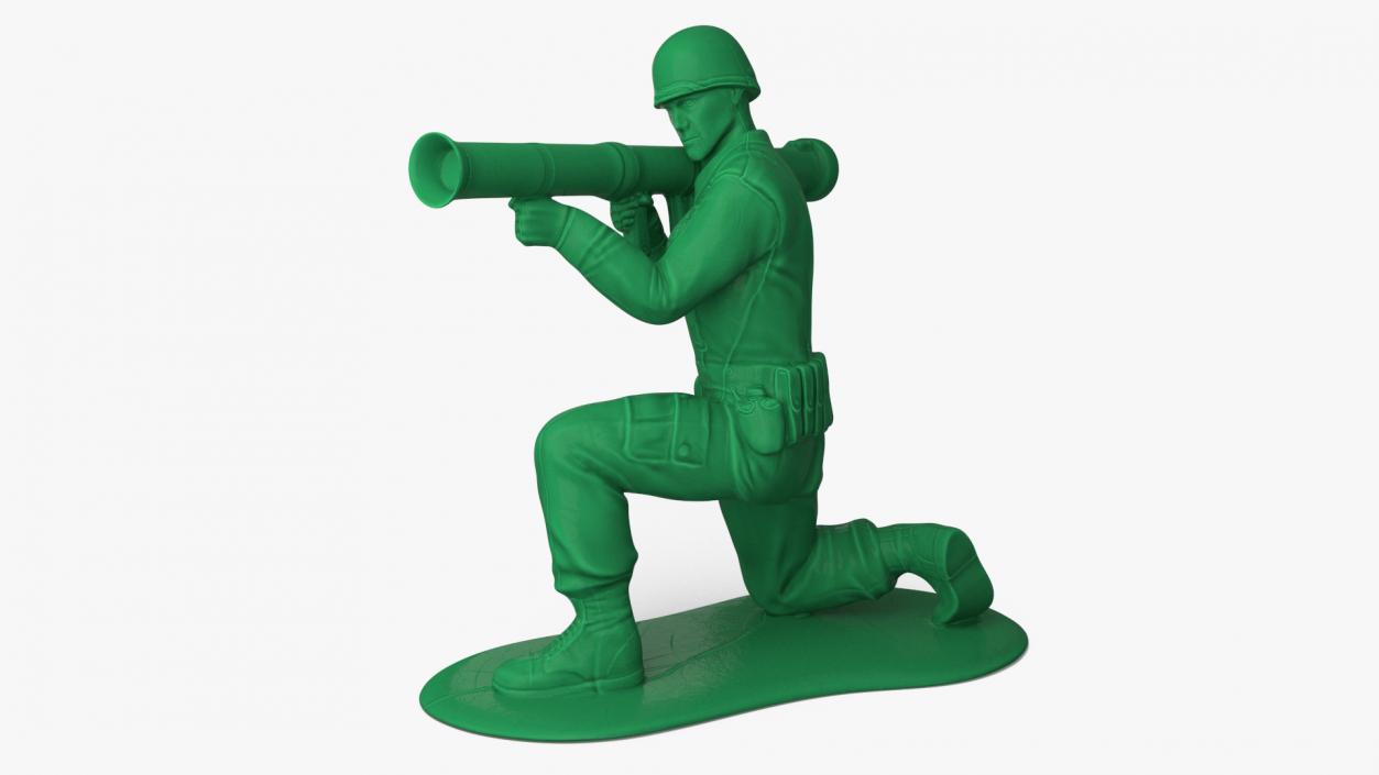 3D Green Plastic Toy Soldier with Rocket Launcher