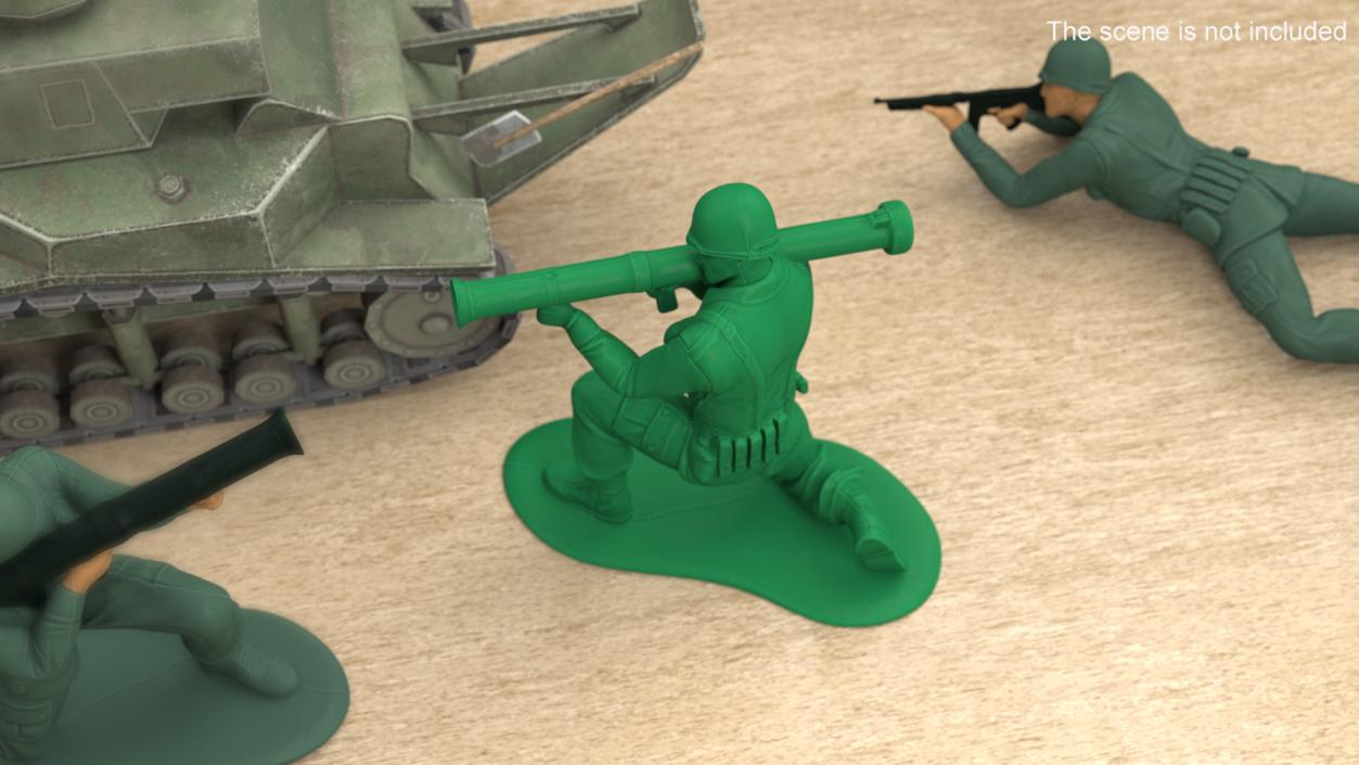 3D Green Plastic Toy Soldier with Rocket Launcher