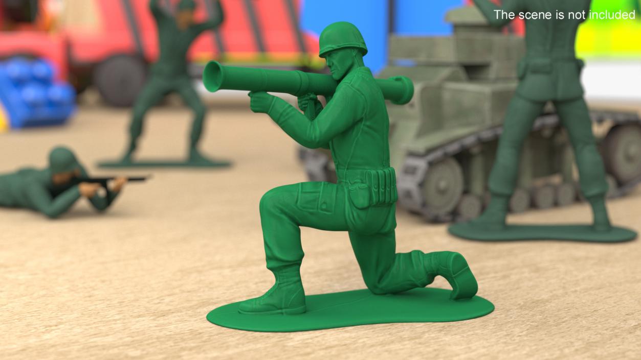 3D Green Plastic Toy Soldier with Rocket Launcher