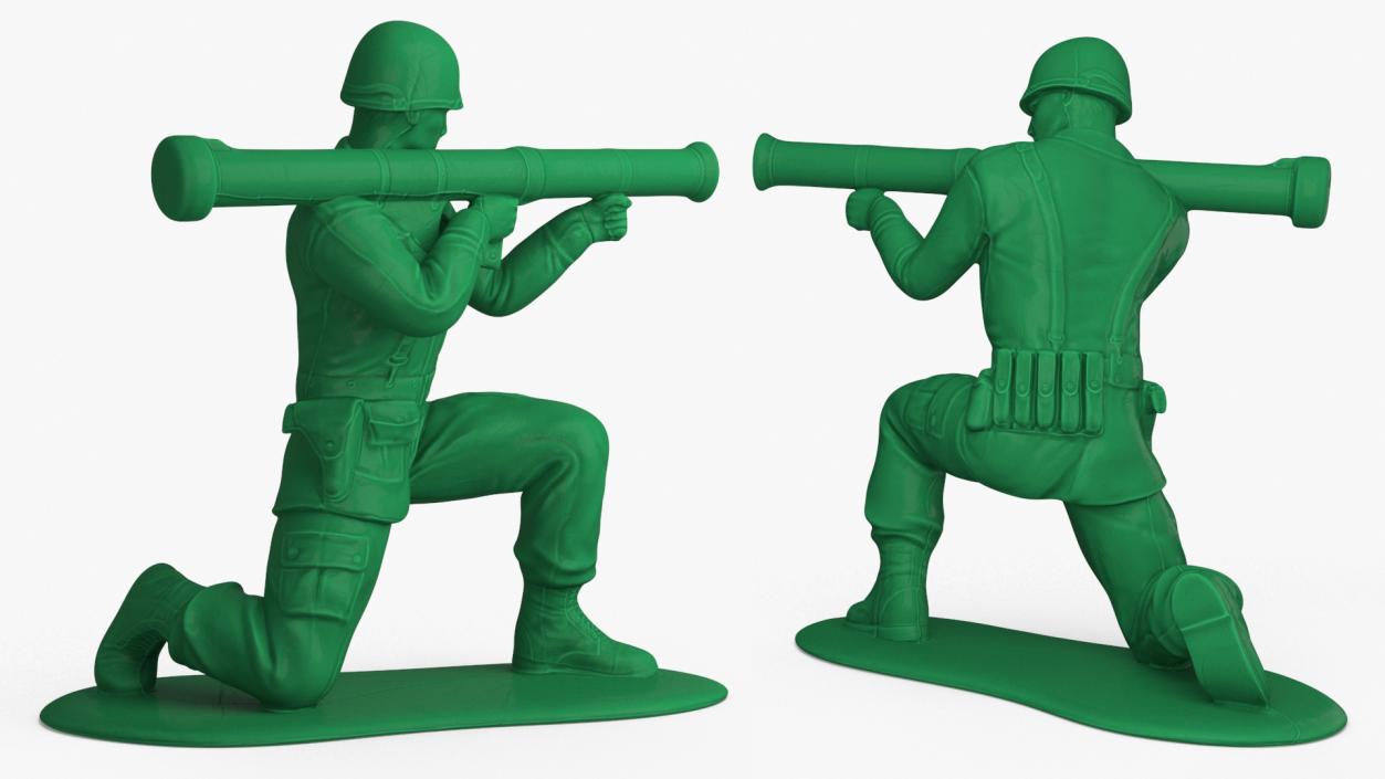 3D Green Plastic Toy Soldier with Rocket Launcher