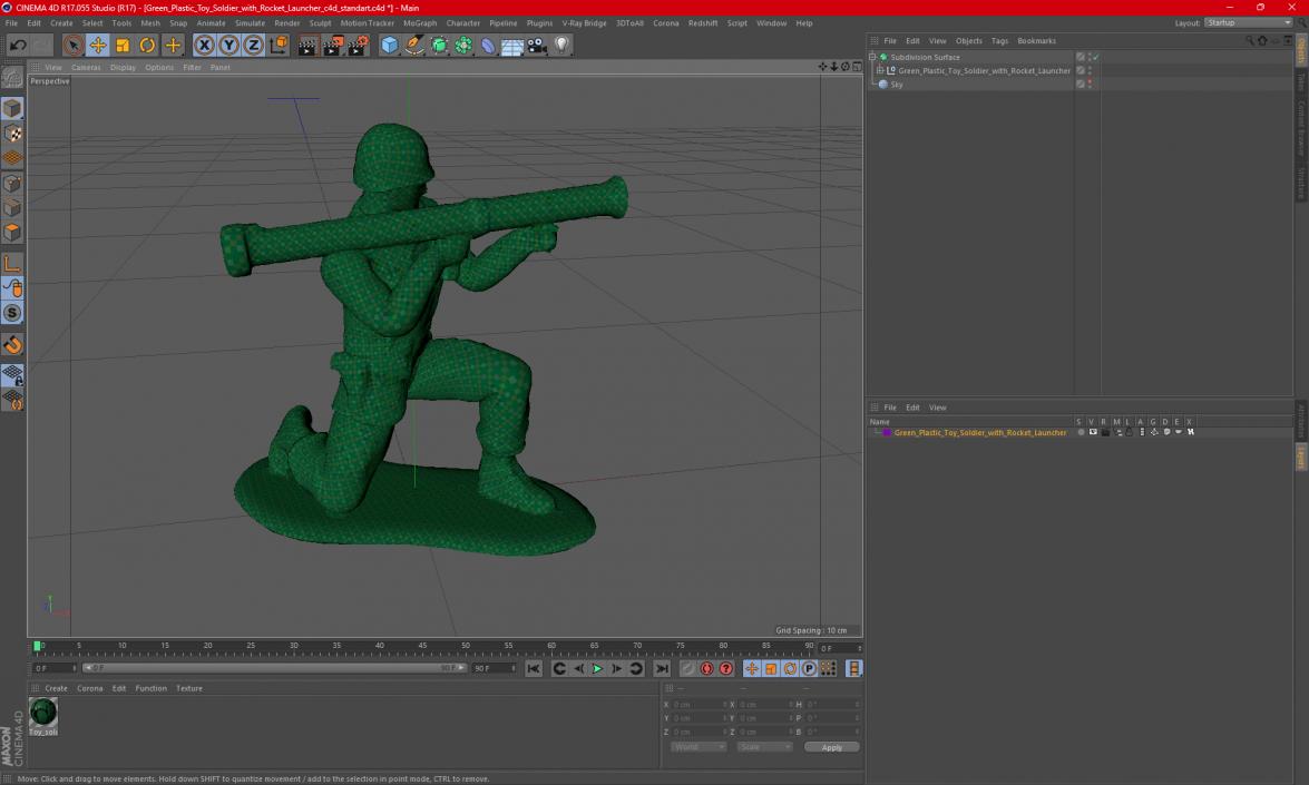 3D Green Plastic Toy Soldier with Rocket Launcher