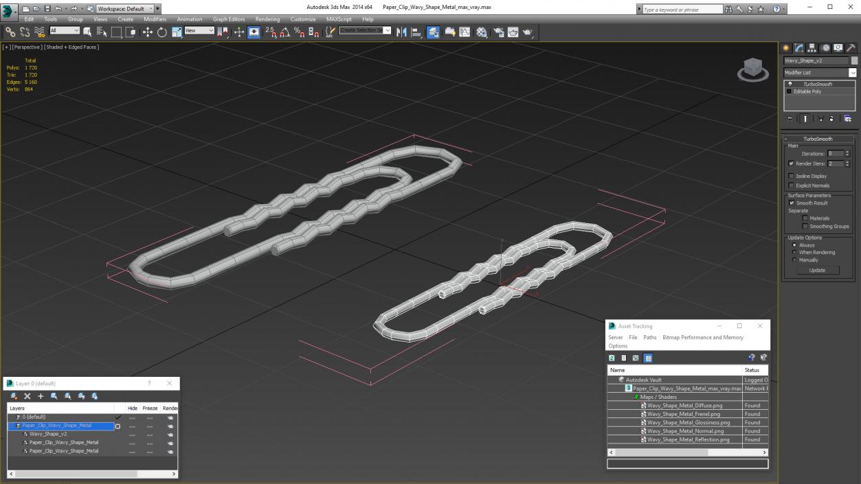 Paper Clip Wavy Shape Metal 3D