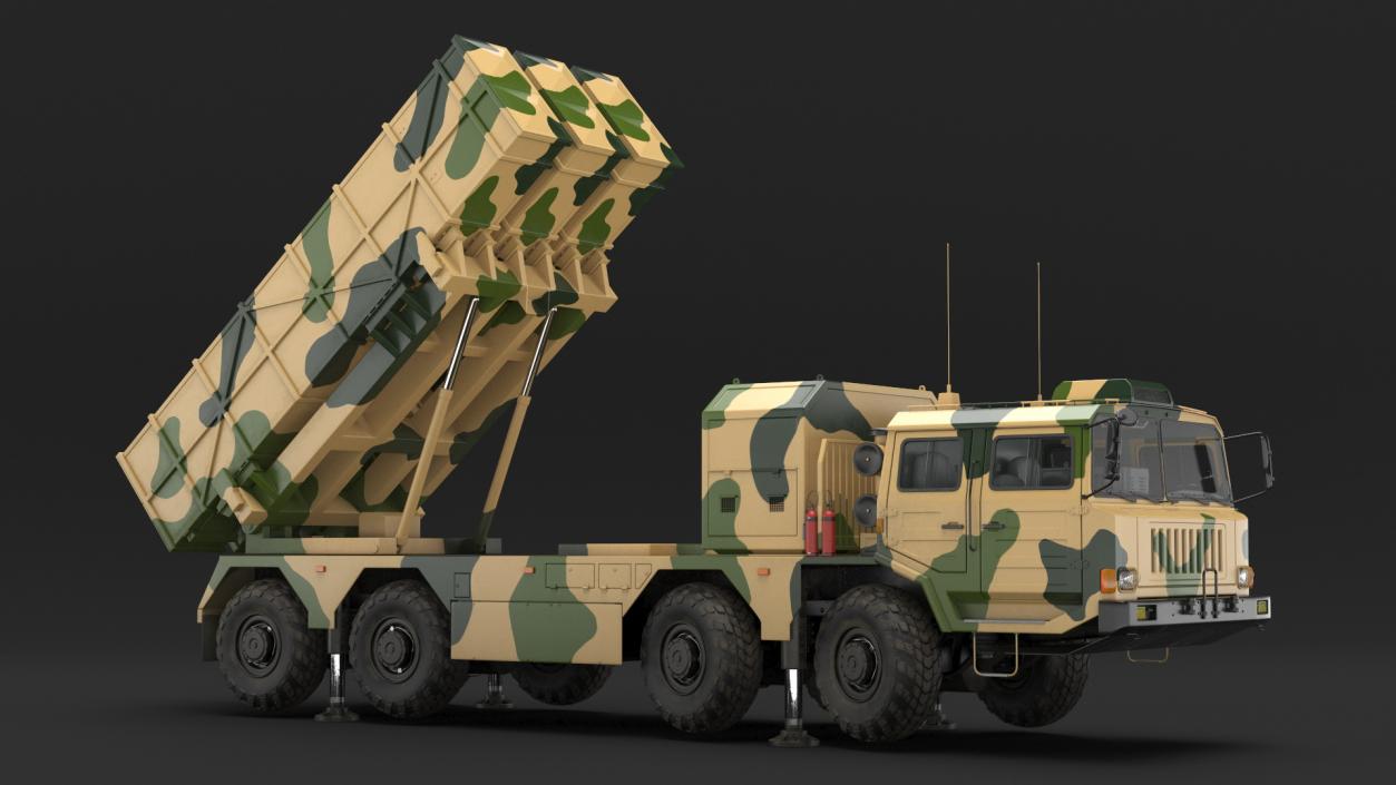 3D Chinese MLRS WS-2D Sand Camouflage Rigged