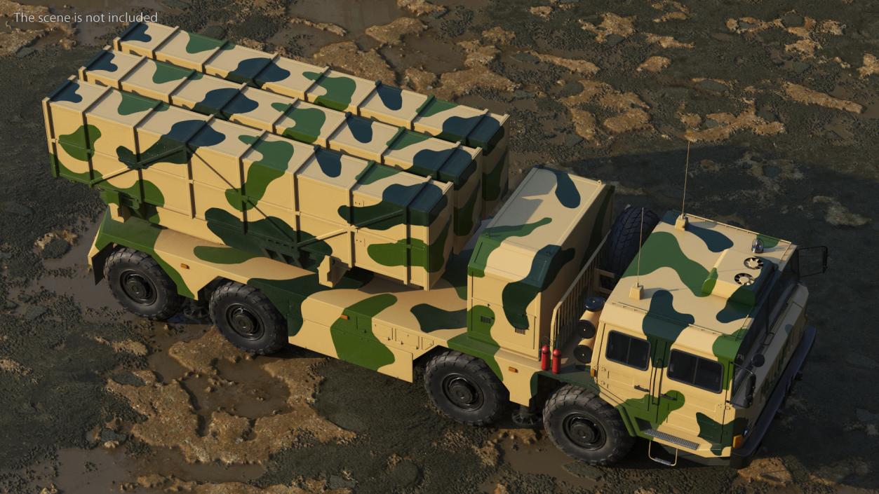 3D Chinese MLRS WS-2D Sand Camouflage Rigged