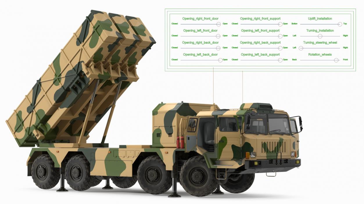 3D Chinese MLRS WS-2D Sand Camouflage Rigged