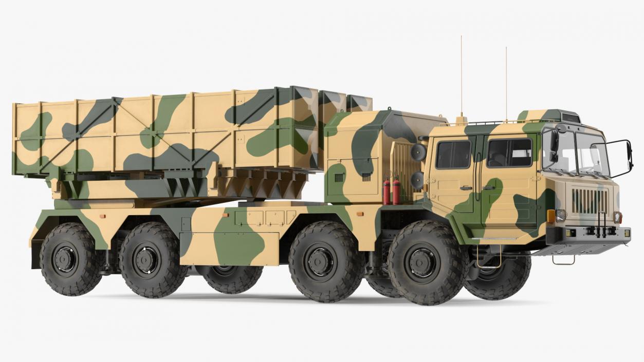 3D Chinese MLRS WS-2D Sand Camouflage Rigged