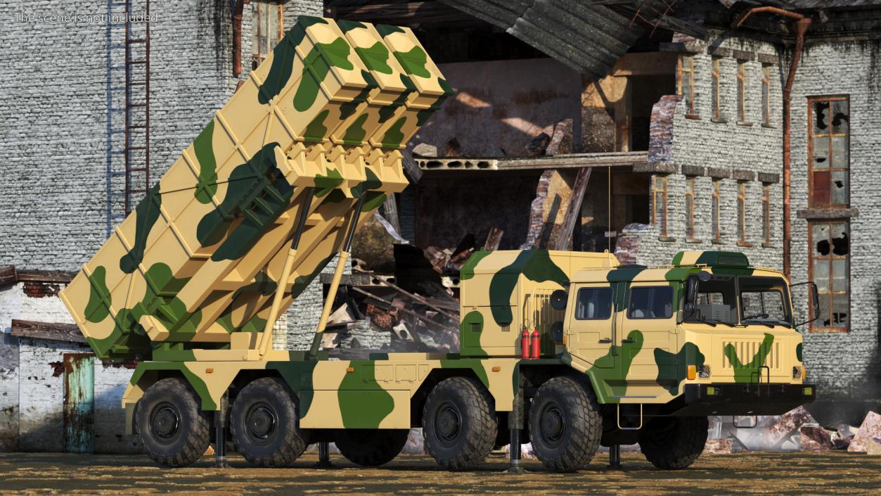 3D Chinese MLRS WS-2D Sand Camouflage Rigged