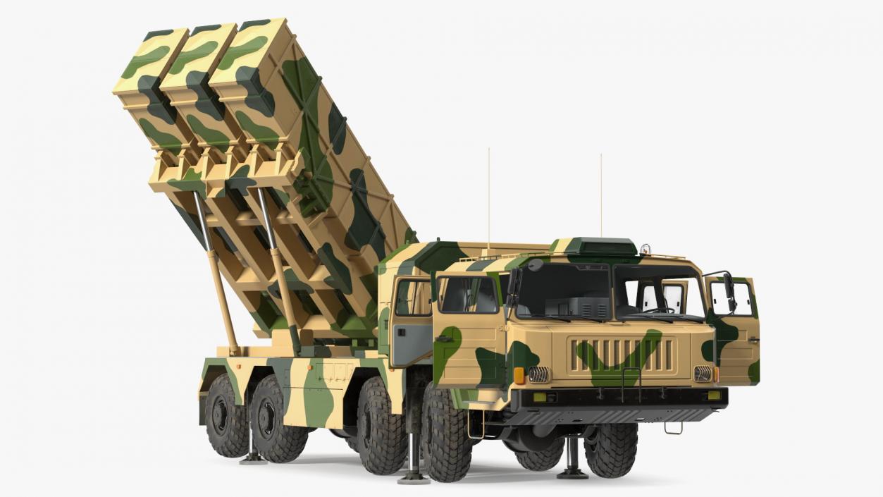 3D Chinese MLRS WS-2D Sand Camouflage Rigged