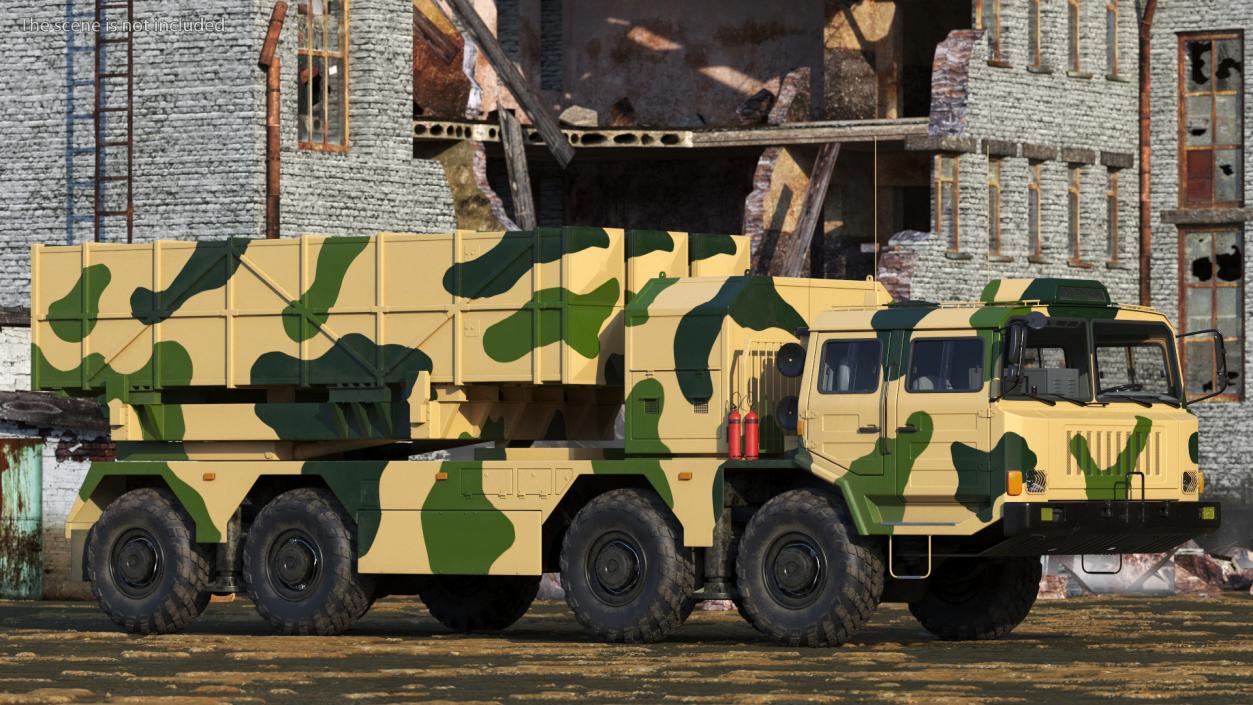 3D Chinese MLRS WS-2D Sand Camouflage Rigged