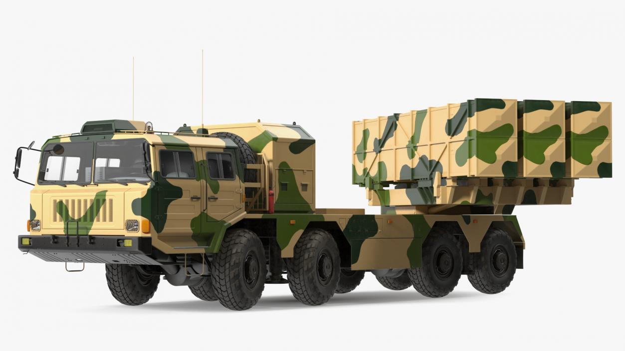 3D Chinese MLRS WS-2D Sand Camouflage Rigged