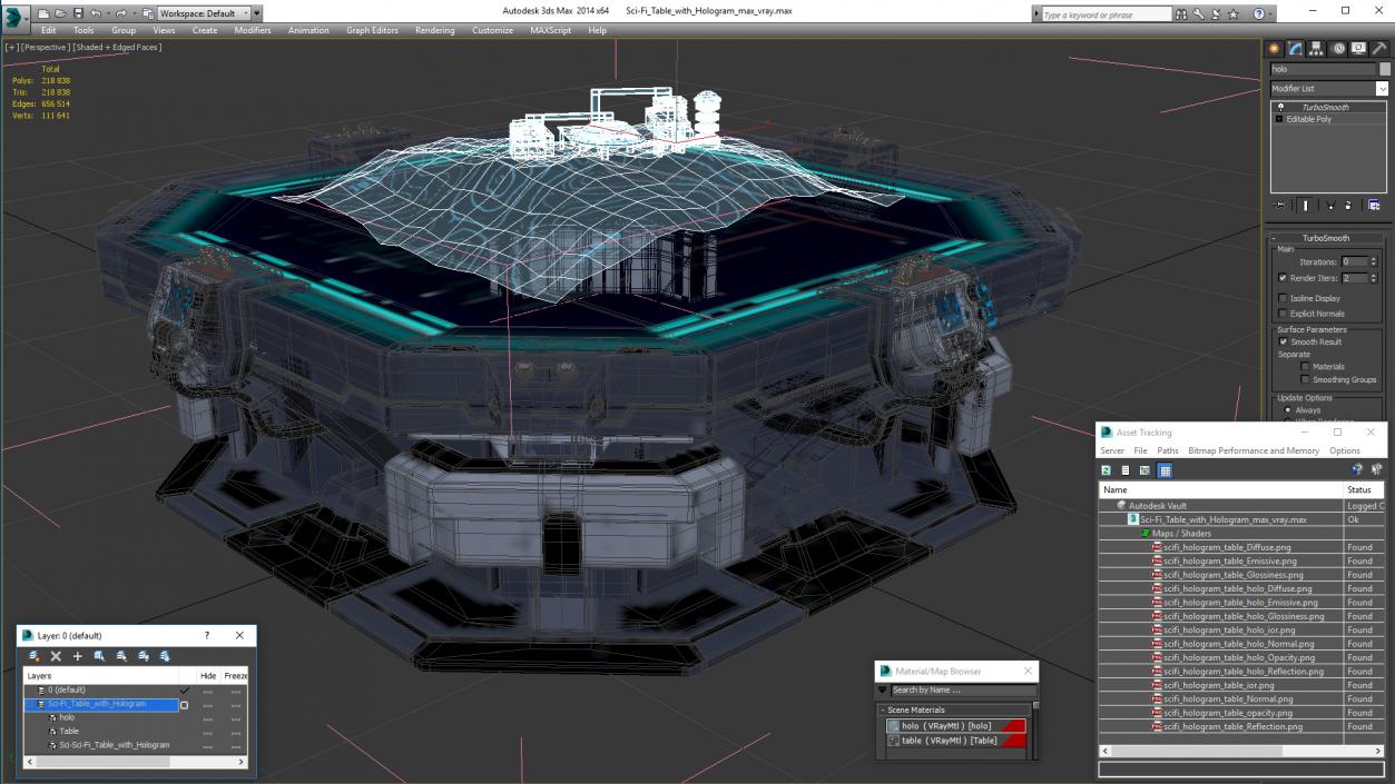 3D Sci-Fi Table with Hologram