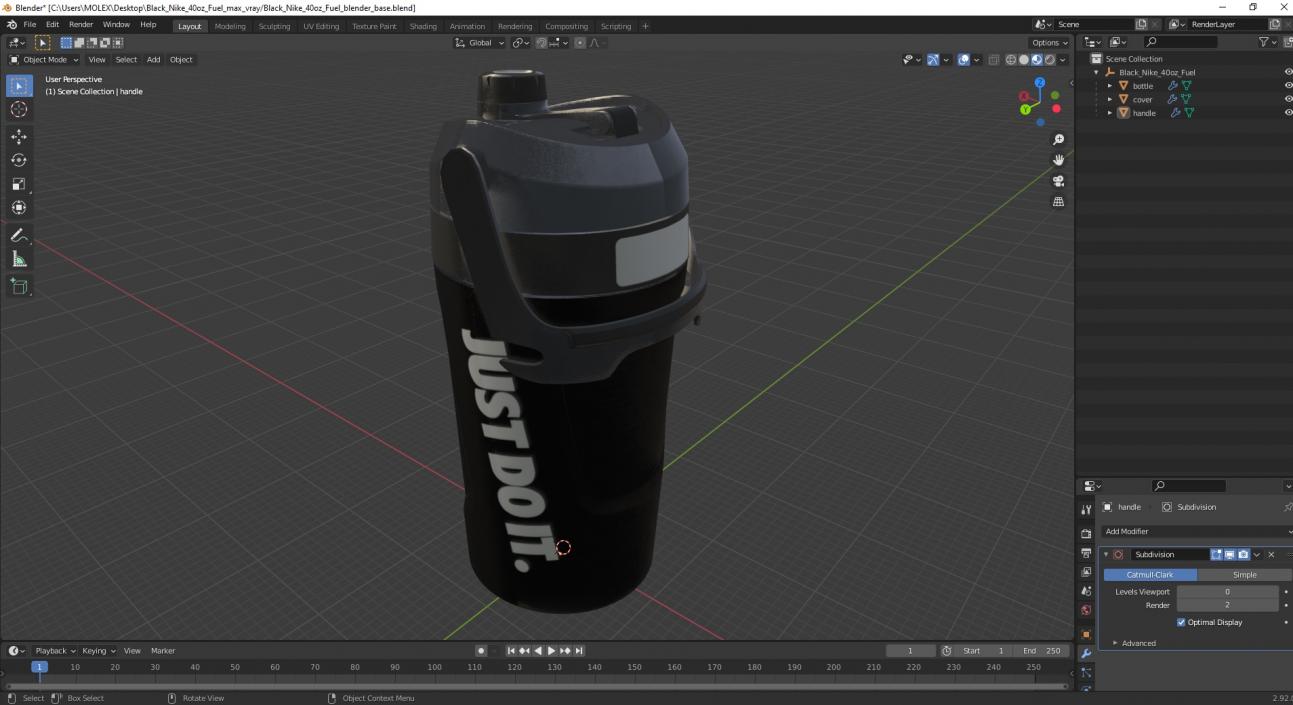 3D model Black Nike 40oz Fuel