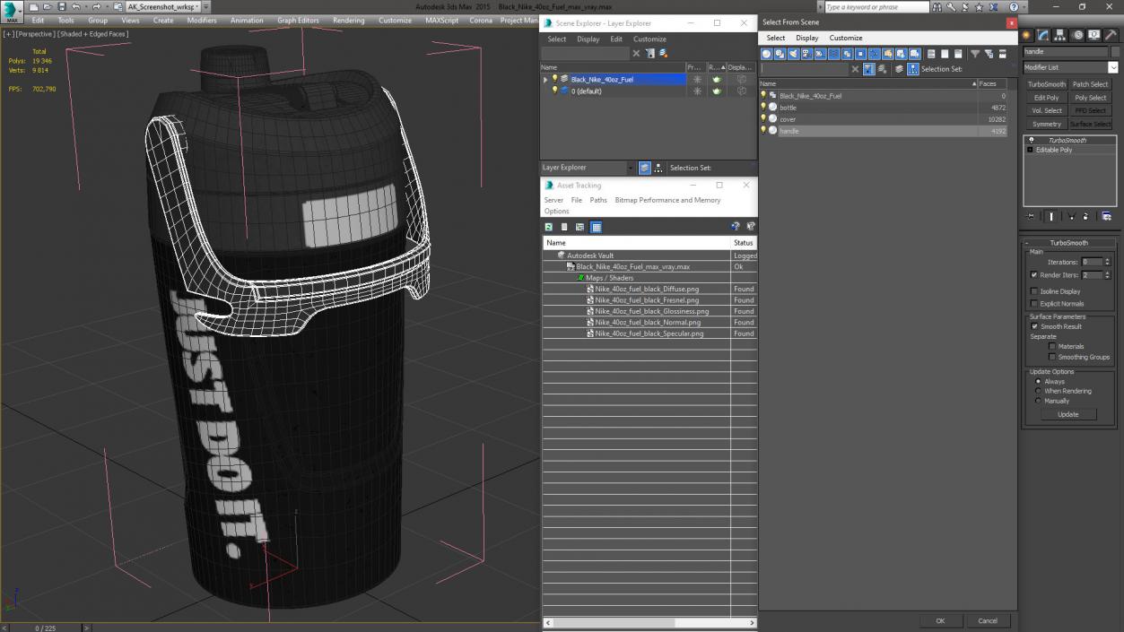 3D model Black Nike 40oz Fuel