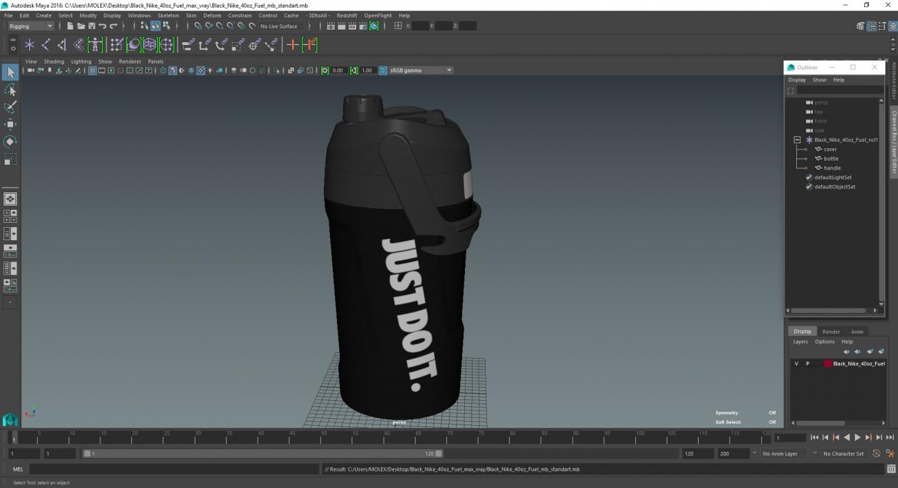 3D model Black Nike 40oz Fuel