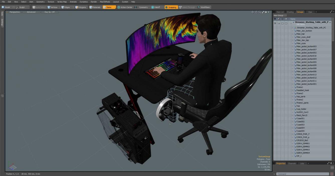 3D model Streamer Working Table with PC