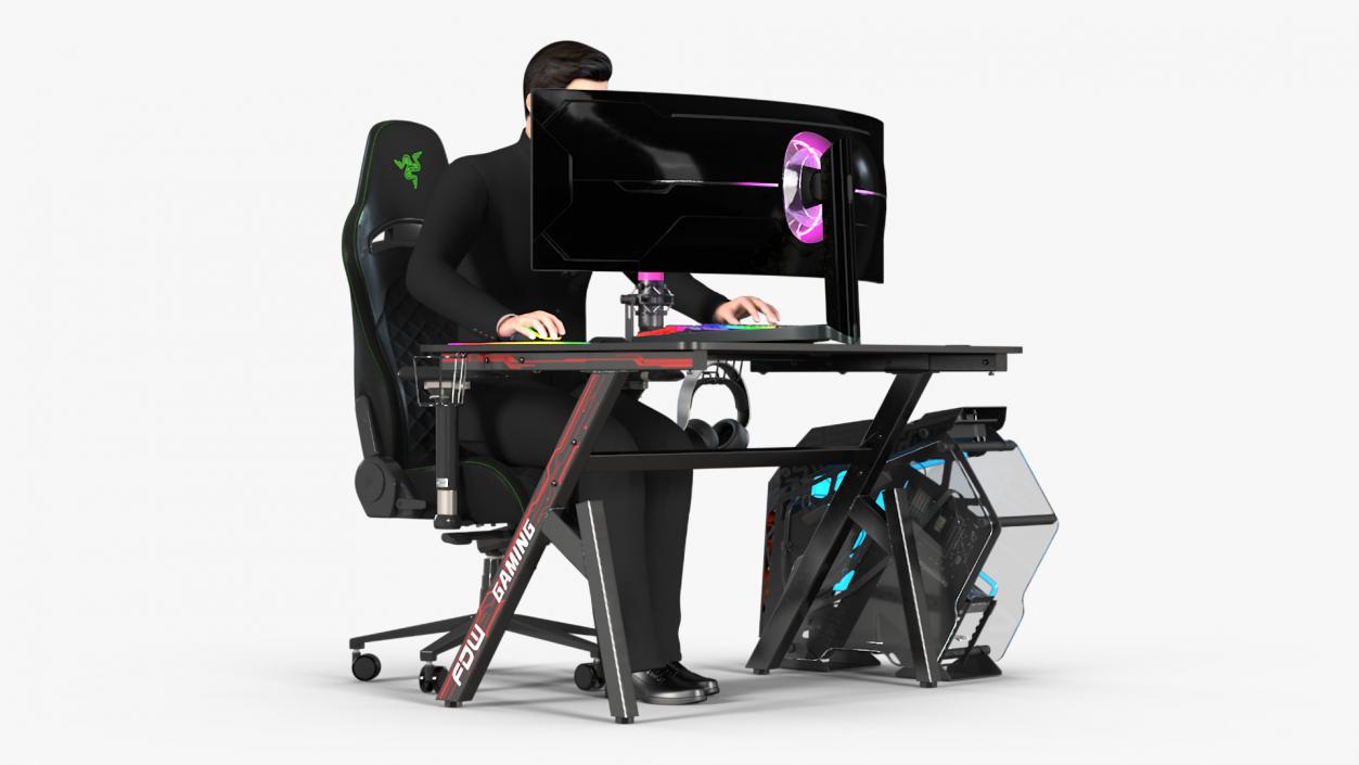 3D model Streamer Working Table with PC