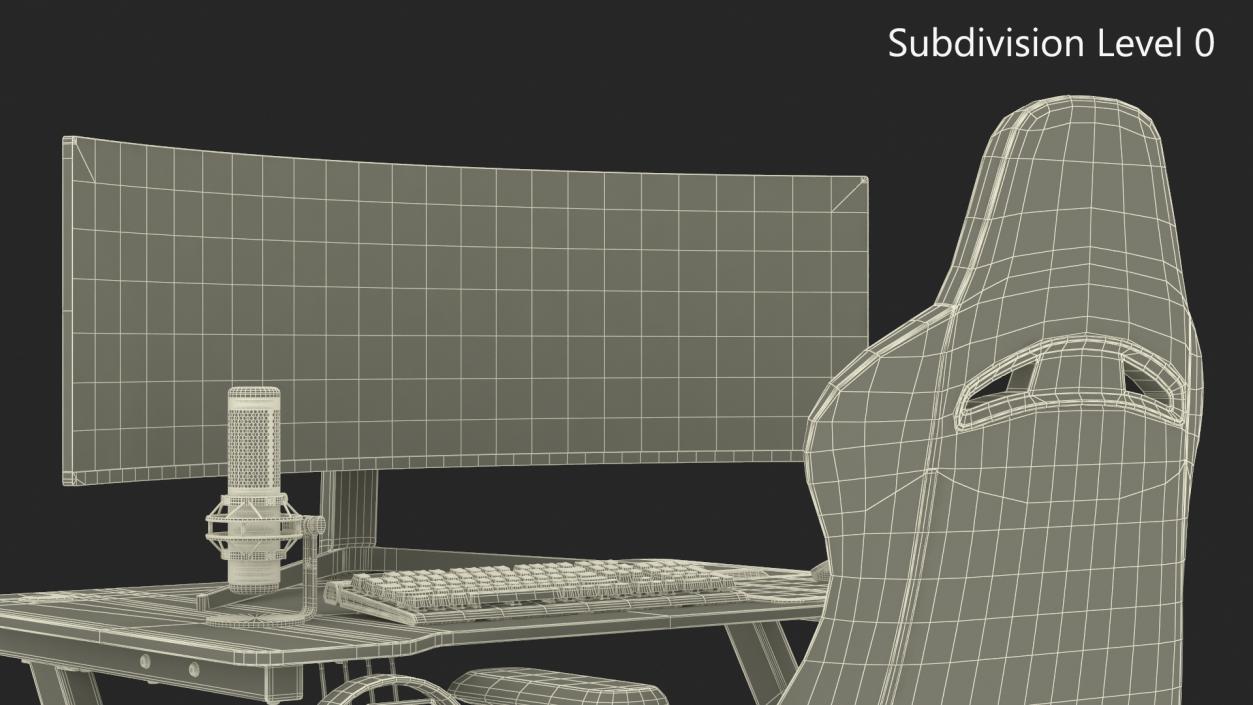 3D model Streamer Working Table with PC