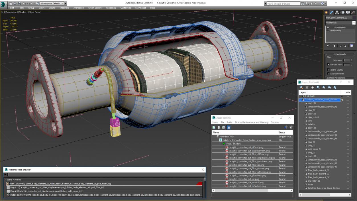 3D Catalytic Converter Cross Section model