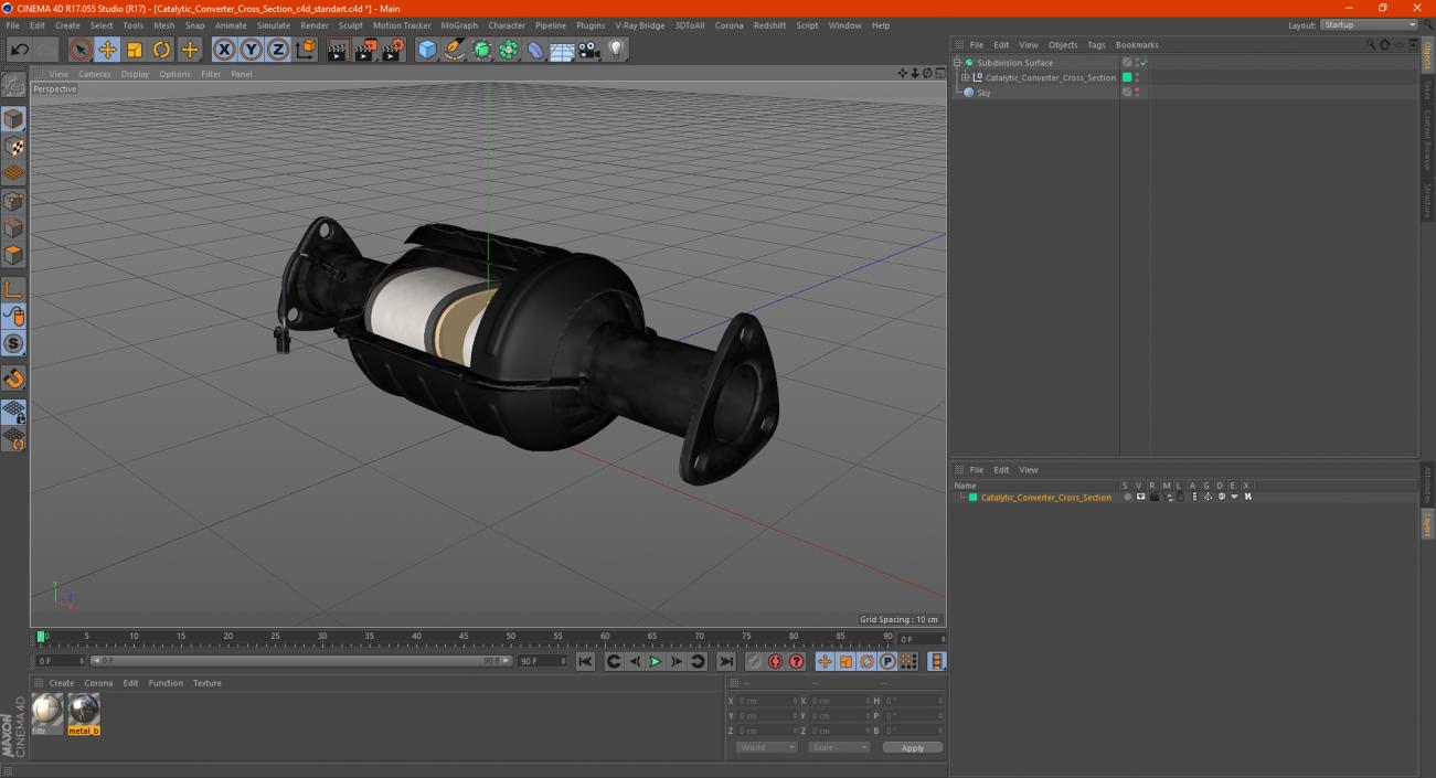 3D Catalytic Converter Cross Section model