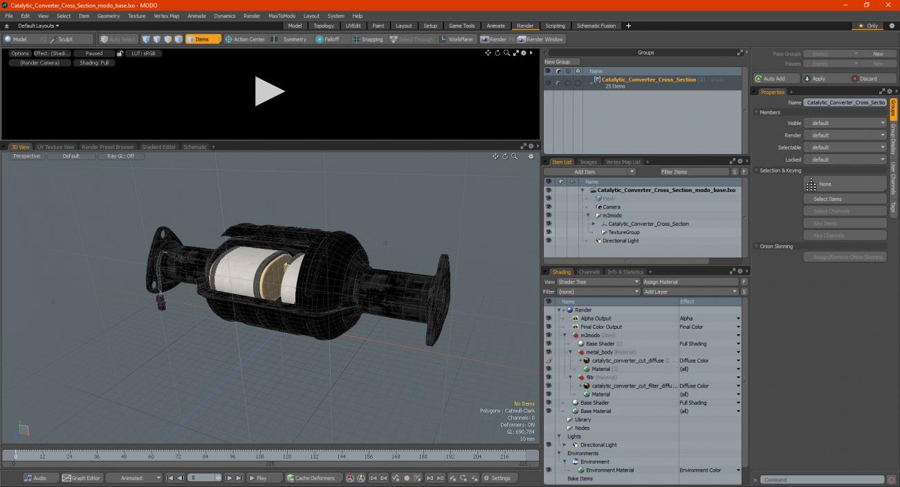 3D Catalytic Converter Cross Section model