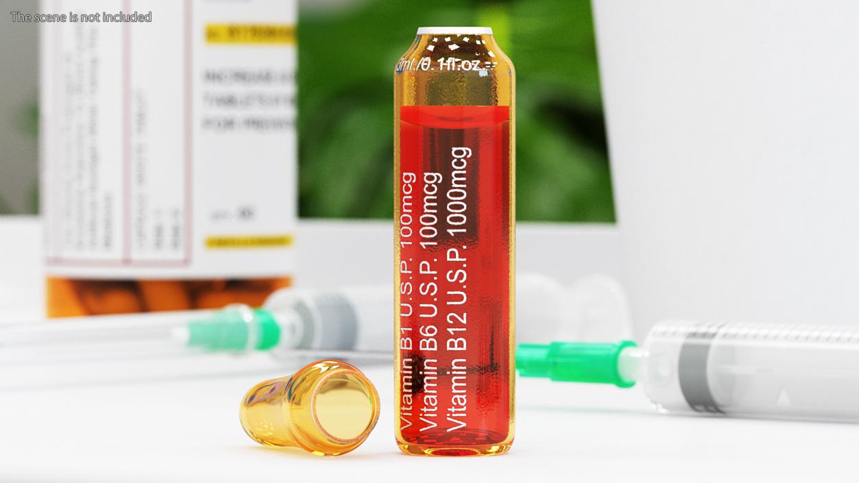 3D Vitamin B Complex Amber Ampoule Opened model