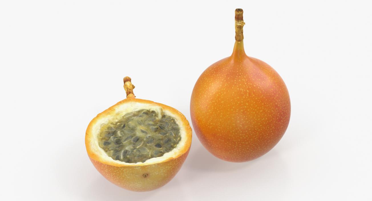 Granadilla Whole and Slice Fruit 3D